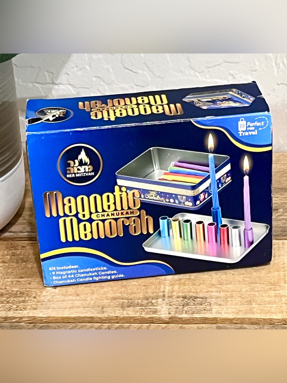 Ner Mitzvah Magnetic Menorah Travel Set NIB Box 44 Chanukah Candles Guide